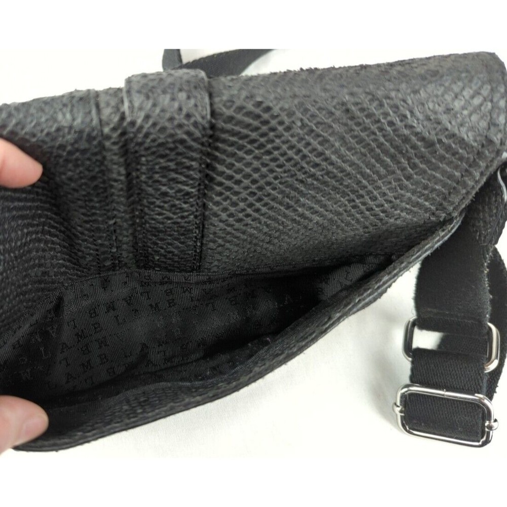 L.A.M.B By Gwen Stefani Black Leather Snake Print Crossbody Bag Voodoo Sash Saks - Picture 10 of 13